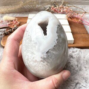 Gorgeous Agate Egg with Druzy